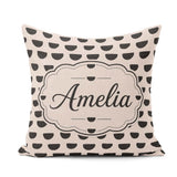 Custom Name Minimal Abstract Half Circle Seamless Pattern Modern Square Filled Cushion Throw Pillow Sofa Bed Home Decor Zip Washable UK Made