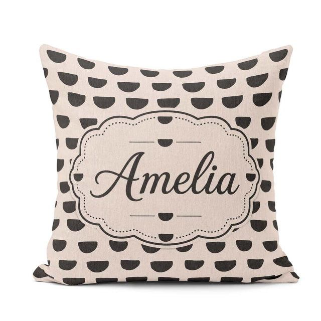 Custom Name Minimal Abstract Half Circle Seamless Pattern Modern Square Filled Cushion Throw Pillow Sofa Bed Home Decor Zip Washable UK Made