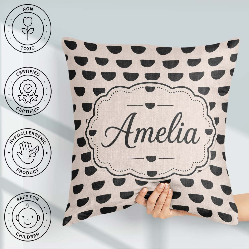 Custom Name Minimal Abstract Half Circle Seamless Pattern Modern Square Filled Cushion Throw Pillow Sofa Bed Home Decor Zip Washable UK Made