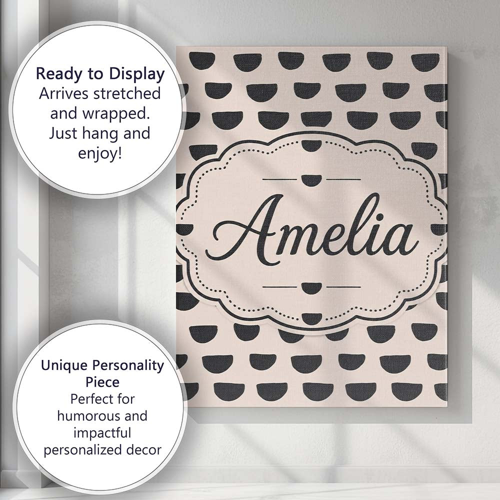 Personalised Name Minimal Abstract Half Custom  Modern Room Accent Elegant Feature Canvas Wall Art Print Decor Picture Ready to Hang