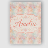 Personalised Name Soft Pastel Watercolor Custom  Unique Gift Idea Elegant Feature Canvas Wall Art Print Decor Picture Ready to Hang