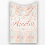 Soft Pastel Watercolor Abstract Seamless Pattern Artistic Texture  Personalised Custom Name Super Soft Fleece Blanket Bed Sofa Throw
