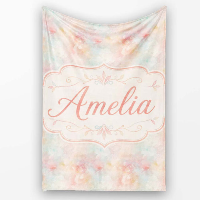 Soft Pastel Watercolor Abstract Seamless Pattern Artistic Texture  Personalised Custom Name Super Soft Fleece Blanket Bed Sofa Throw