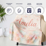Soft Pastel Watercolor Abstract Seamless Pattern Artistic Texture  Personalised Custom Name Super Soft Fleece Blanket Bed Sofa Throw