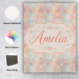Personalised Name Soft Pastel Watercolor Custom  Unique Gift Idea Elegant Feature Canvas Wall Art Print Decor Picture Ready to Hang