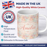 Personalized Custom Name Soft Pastel Watercolor Abstract Seamless Pattern Artistic Texture 11oz Ceramic Coffee Tea Mug White Large Handle