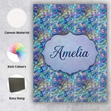 Personalised Name Abstract Blue Mosaic Custom  Modern Room Accent Elegant Feature Canvas Wall Art Print Decor Picture Ready to Hang