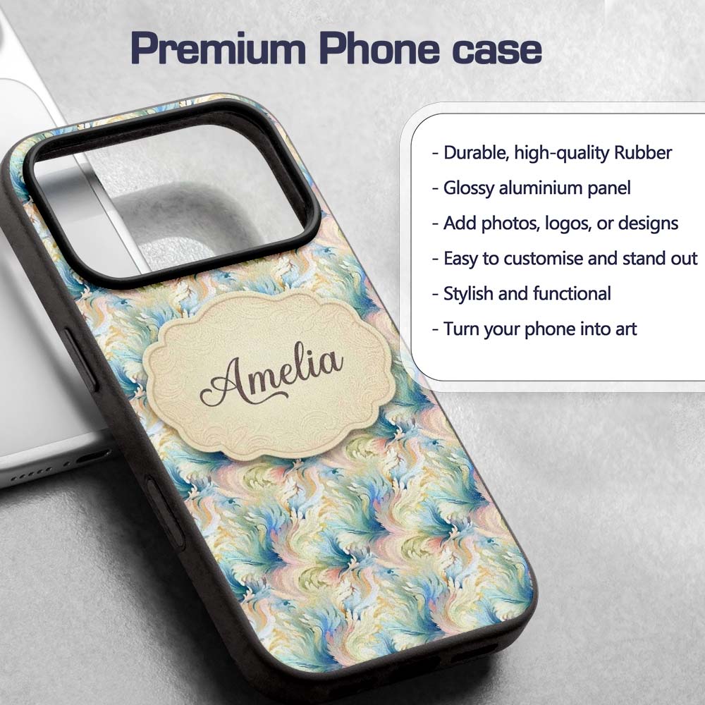 Soft Pastel Marble Swirl Seamless Pattern Elegant Custom Name Protective Phone Case Mobile Cover Durable Everyday Smartphone Shock Resistant