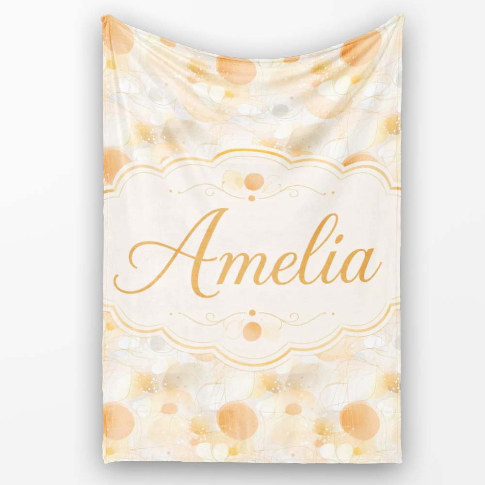 Abstract Beige Organic Shapes Seamless Pattern Minimal Modern  Personalised Custom Name Super Soft Fleece Blanket Bed Sofa Throw
