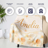 Abstract Beige Organic Shapes Seamless Pattern Minimal Modern  Personalised Custom Name Super Soft Fleece Blanket Bed Sofa Throw