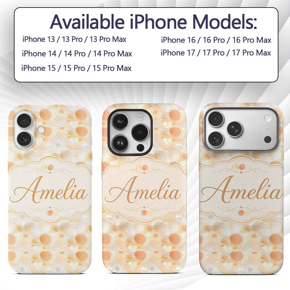 Abstract Beige Organic Shapes Seamless Pattern Custom Name Protective Phone Case Mobile Cover Durable Everyday Smartphone Shock Resistant