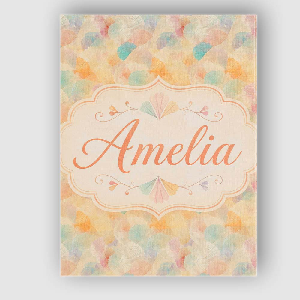Personalised Name Pastel Fan Shell Floral Custom  Unique Gift Idea Elegant Feature Canvas Wall Art Print Decor Picture Ready to Hang
