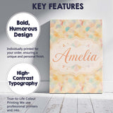 Personalised Name Pastel Fan Shell Floral Custom  Unique Gift Idea Elegant Feature Canvas Wall Art Print Decor Picture Ready to Hang