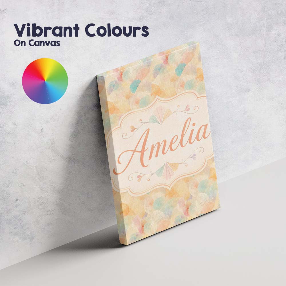 Personalised Name Pastel Fan Shell Floral Custom  Unique Gift Idea Elegant Feature Canvas Wall Art Print Decor Picture Ready to Hang
