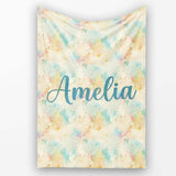 Dreamy Pastel Floral Burst Seamless Pattern Soft Abstract Texture  Personalised Custom Name Super Soft Fleece Blanket Bed Sofa Throw