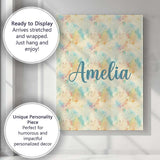 Personalised Name Dreamy Pastel Floral Custom  Modern Room Accent Elegant Feature Canvas Wall Art Print Decor Picture Ready to Hang