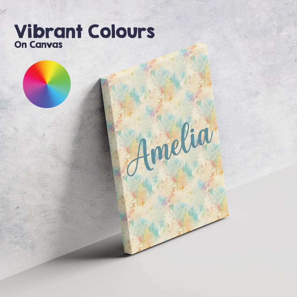 Personalised Name Dreamy Pastel Floral Custom  Modern Room Accent Elegant Feature Canvas Wall Art Print Decor Picture Ready to Hang