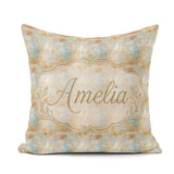 Custom Name Soft Pastel Botanical Splash Seamless Pattern Floral Square Filled Cushion Throw Pillow Sofa Bed Home Decor Zip Washable UK Made