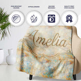 Soft Pastel Botanical Splash Seamless Pattern Artistic Floral  Personalised Custom Name Super Soft Fleece Blanket Bed Sofa Throw