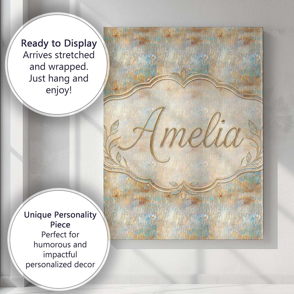 Personalised Name Soft Pastel Botanical Custom  Modern Room Accent Elegant Feature Canvas Wall Art Print Decor Picture Ready to Hang