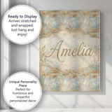 Personalised Name Soft Pastel Botanical Custom  Modern Room Accent Elegant Feature Canvas Wall Art Print Decor Picture Ready to Hang