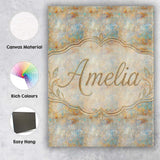 Personalised Name Soft Pastel Botanical Custom  Modern Room Accent Elegant Feature Canvas Wall Art Print Decor Picture Ready to Hang