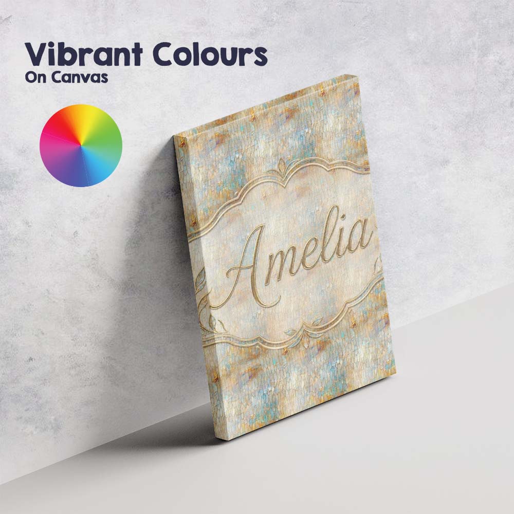 Personalised Name Soft Pastel Botanical Custom  Modern Room Accent Elegant Feature Canvas Wall Art Print Decor Picture Ready to Hang
