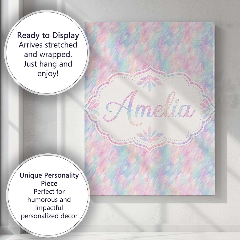 Personalised Name Abstract Crackled Marble Custom  Unique Gift Idea Elegant Feature Canvas Wall Art Print Decor Picture Ready to Hang