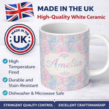 Personalized Custom Name Abstract Crackled Marble Texture Seamless Pattern Neutral Artistic 11oz Ceramic Coffee Tea Mug White Large Handle