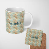 Personalized Custom Name Soft Pastel Marble Splash Seamless Pattern Elegant Abstract Texture 11oz Ceramic Coffee Tea Mug White Large Handle