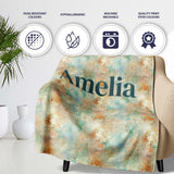Soft Pastel Marble Splash Seamless Pattern Elegant Abstract Texture  Personalised Custom Name Super Soft Fleece Blanket Bed Sofa Throw