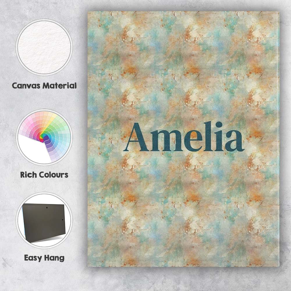 Personalised Name Soft Pastel Marble Splash Custom  Bespoke Interior Contemporary Canvas Wall Art Print Decor Picture Ready to Hang