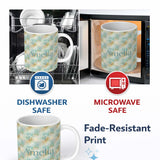 Personalized Custom Name Light Aqua Marble Texture Seamless Pattern Soft Elegant Abstract 11oz Ceramic Coffee Tea Mug White Large Handle