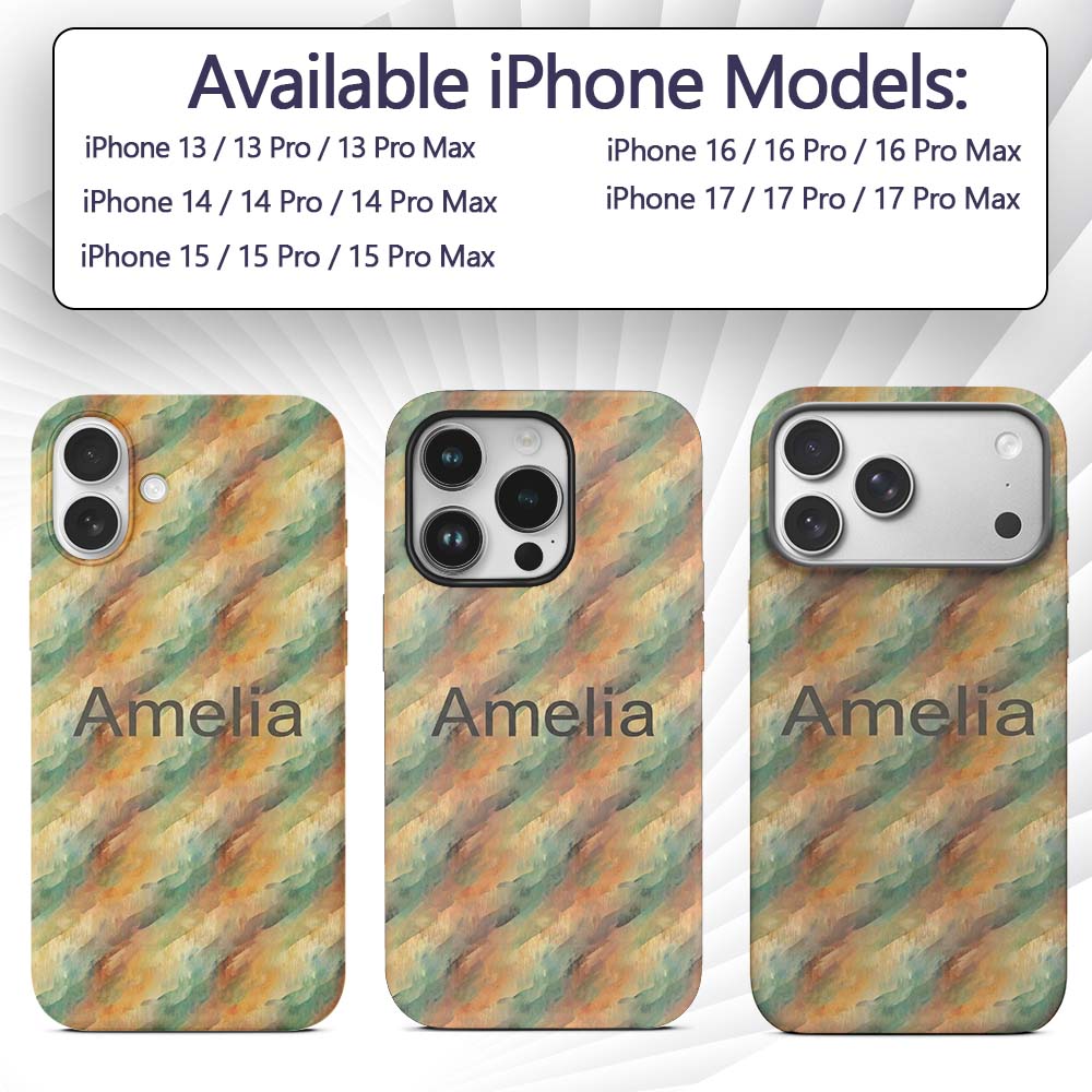 Abstract Warm Earth Tone Brush Stroke Seamless Custom Name Protective Phone Case Mobile Cover Durable Everyday Smartphone Shock Resistant