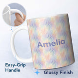 Personalized Custom Name Soft Pastel Flowing Waves Seamless Pattern Dreamy Abstract Texture 11oz Ceramic Coffee Tea Mug White Large Handle