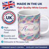 Personalized Custom Name Colorful Abstract Flowing Lines Seamless Pattern Modern Artistic 11oz Ceramic Coffee Tea Mug White Large Handle