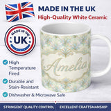 Personalized Custom Name Ornate Vintage Damask Floral Seamless Pattern Classic Elegant 11oz Ceramic Coffee Tea Mug White Large Handle