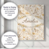 Personalised Name Soft Neutral Floral Botanical Seamless Pattern Custom  Interior Canvas Wall Art Print Decor Picture Ready to Hang