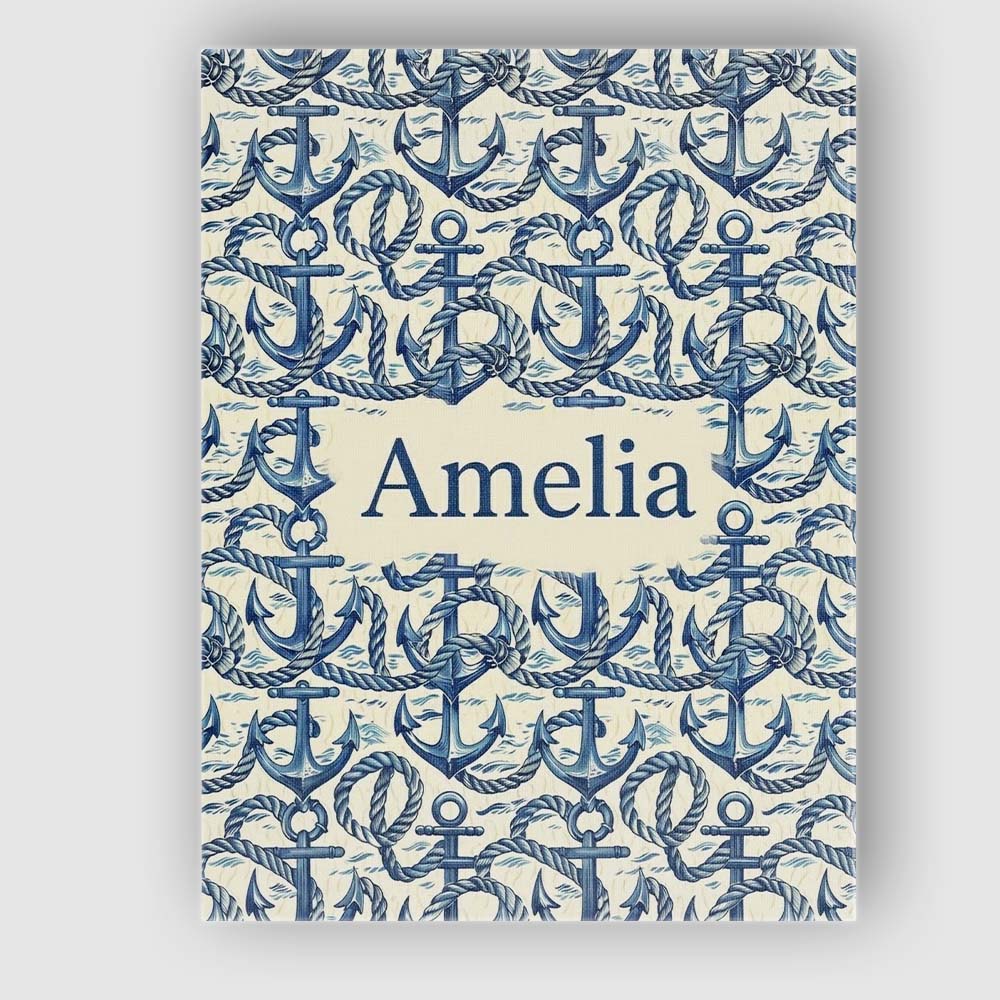 Personalised Name Nautical Anchor Rope Custom  Modern Room Accent Elegant Feature Canvas Wall Art Print Decor Picture Ready to Hang