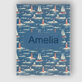 Personalised Name Lighthouse Sailboat Ocean Custom  Bespoke Interior Contemporary Canvas Wall Art Print Decor Picture Ready to Hang