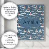 Personalised Name Lighthouse Sailboat Ocean Custom  Bespoke Interior Contemporary Canvas Wall Art Print Decor Picture Ready to Hang