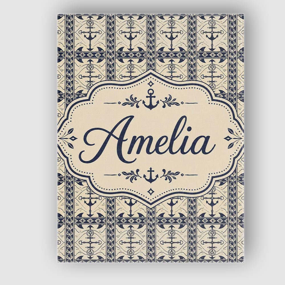 Personalised Name Nautical Anchor Stripe Custom  Unique Gift Idea Elegant Feature Canvas Wall Art Print Decor Picture Ready to Hang