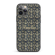Vintage Anchor Rope Maritime Seamless Pattern Custom Name Protective Phone Case Mobile Cover Durable Everyday Smartphone Shock Resistant