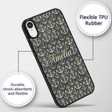 Vintage Anchor Rope Maritime Seamless Pattern Custom Name Protective Phone Case Mobile Cover Durable Everyday Smartphone Shock Resistant