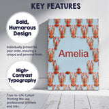Personalised Name Realistic Lobster Seamless Custom Bespoke  Contemporary Display Canvas Wall Art Print Decor Picture Ready to Hang