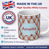 Personalized Custom Name Realistic Lobster Seamless Pattern Marine Ocean Food Theme Name Cute 11oz Ceramic Coffee Tea Mug White Large Handle