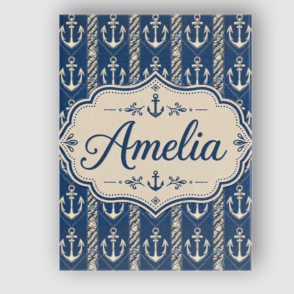 Personalised Name Nautical Anchor Rope Custom  Modern Room Accent Elegant Feature Canvas Wall Art Print Decor Picture Ready to Hang