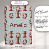 Realistic Red Lobster Seafood Seamless Pattern Marine Ocean Food  Personalised Custom Name Super Soft Fleece Blanket Bed Sofa Throw