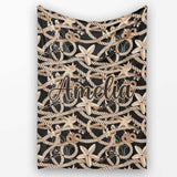 Vintage Nautical Rope Starfish Seamless Pattern Coastal Marine Net  Personalised Custom Name Super Soft Fleece Blanket Bed Sofa Throw