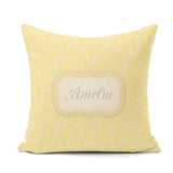 Custom Name Yellow Paisley Seamless Pattern Elegant Decorative Square Filled Cushion Throw Pillow Sofa Bed Home Decor Zip Washable UK Made